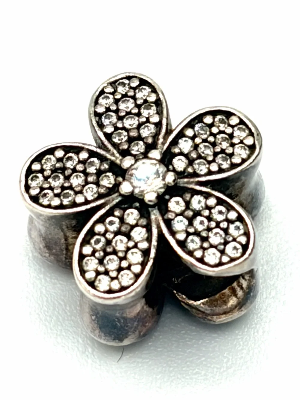 Pandora Dazzling Daisy Charm Silver Flower Pavé Bead- Retired 791480CZ